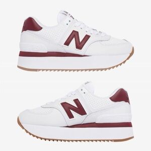 New Balance 574+ 574 Platform White Burgundy Women’s 7.5 Sneakers WL574ZFC